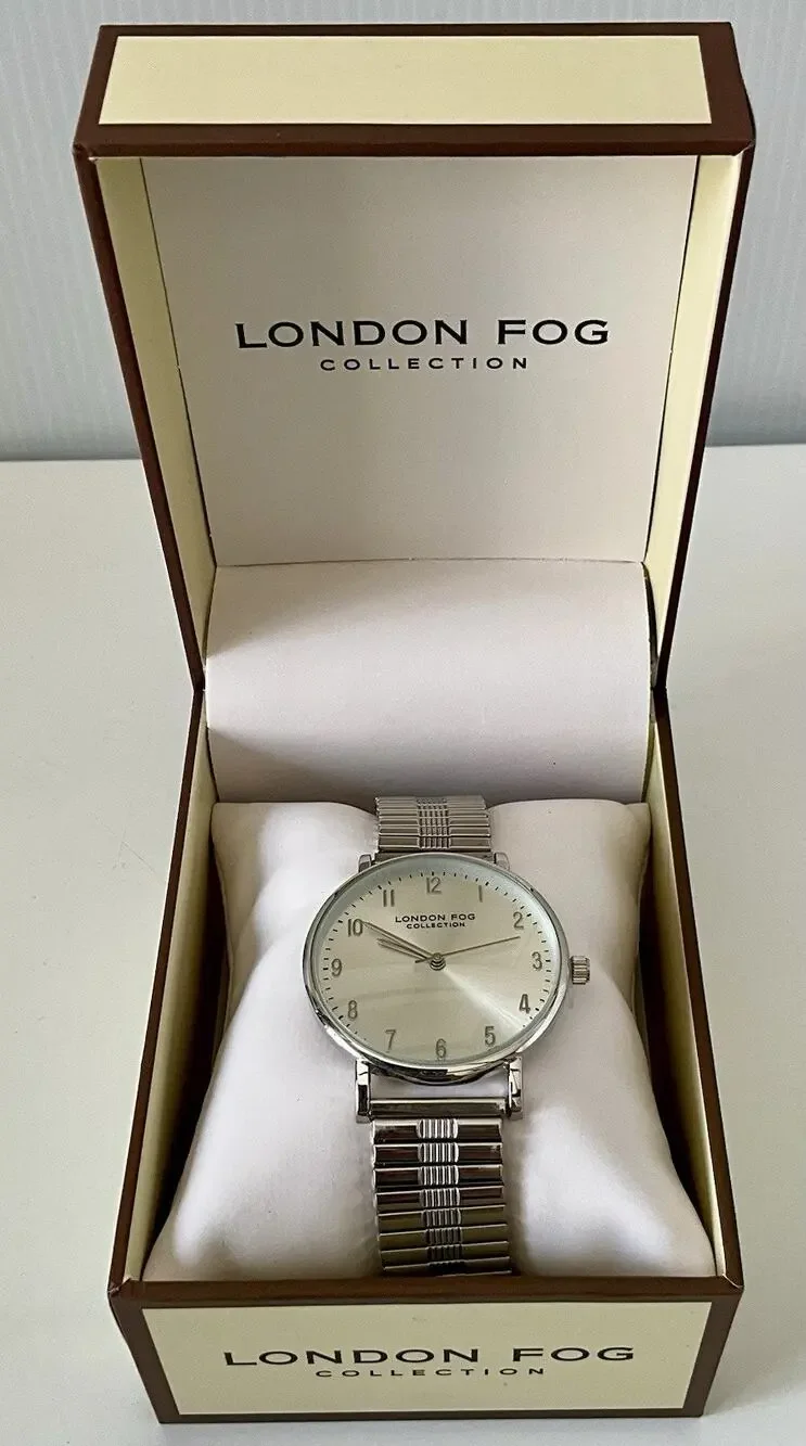 London Fog Baldwin 37mm Round EZ Stretch Expansion Bracelet Watch (LF057) NIB